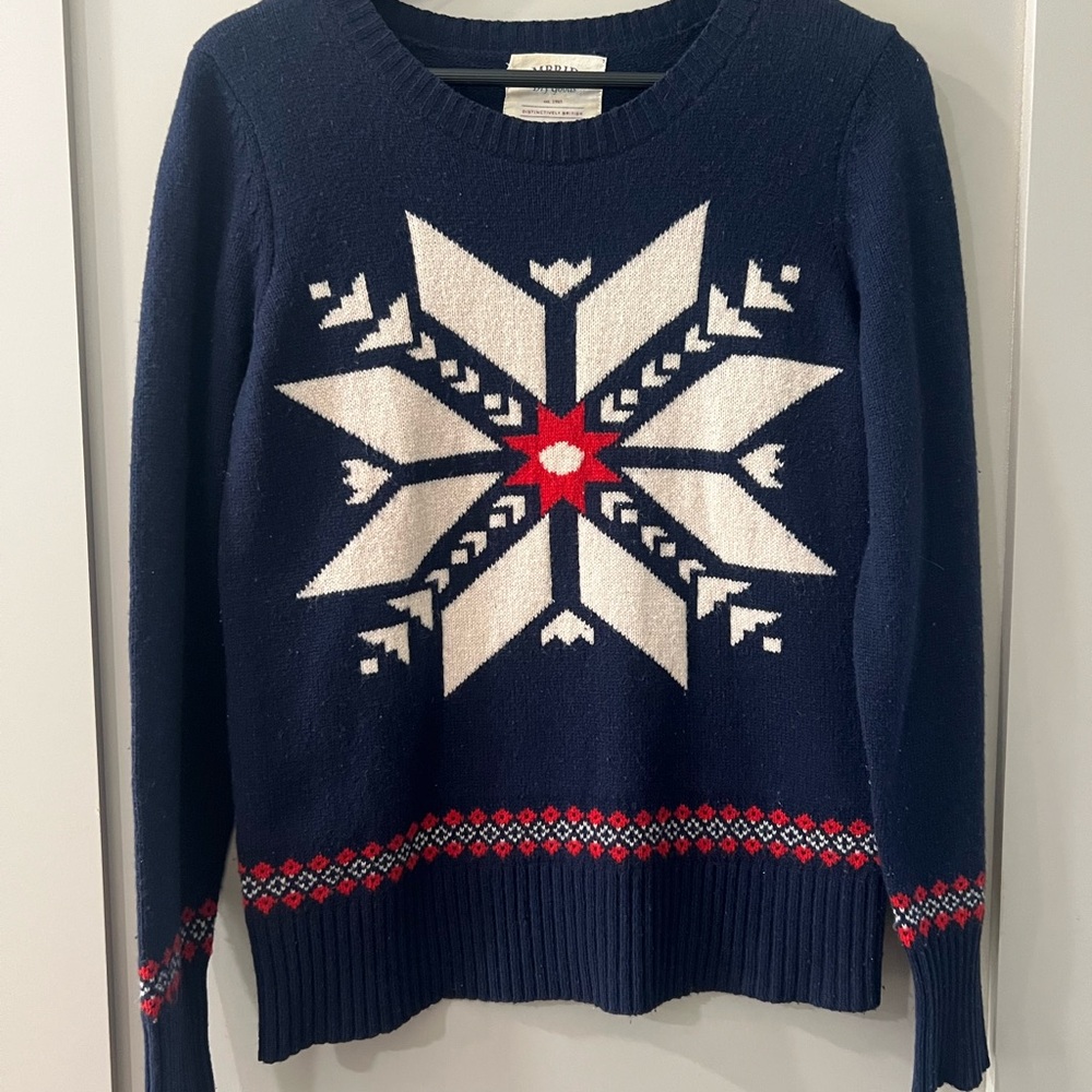 Cambridge Dry Goods Navy Sweater with White and Red Design